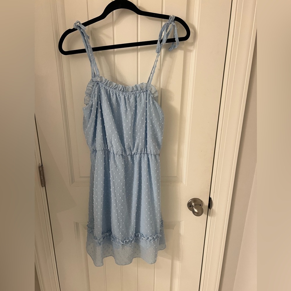 SHEIN Sky Blue Ruffled Top